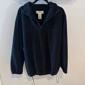 Unisex Black Half-Zip Sweater With Adjustable Waist